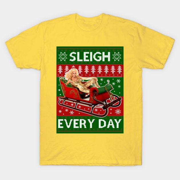 Sleigh Everyday RuPaul Christmas Knit T-Shirt by joeysartworld